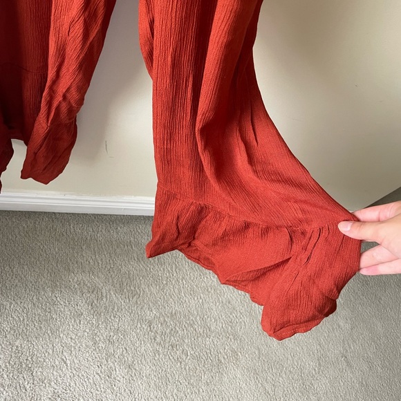 Burnt Orange Boho Flared-Bottom Jumpsuit Size M - Picture 3 of 5